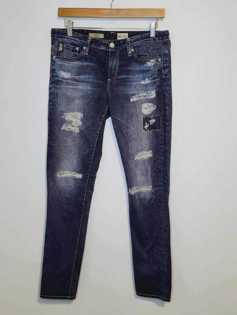 AG Adriano Goldschmied Stilt Digital Luxe Faux Distressed Denim Legging Jeans 28
